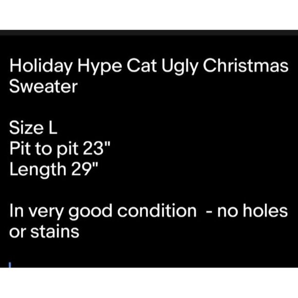 Holiday Hype Cat Ugly Christmas Sweater Red Green Sz L - Picture 7 of 7
